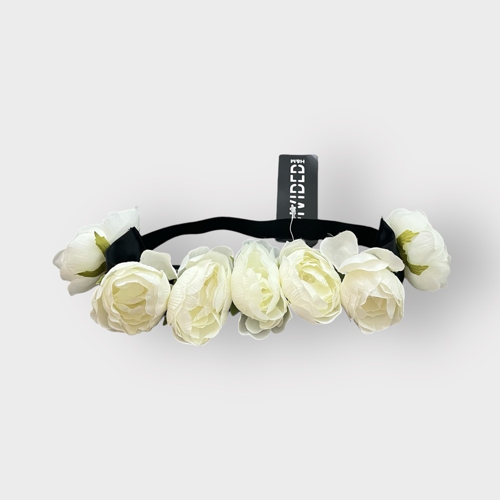 divided White Flower Crown Floral Rose Peony Hippie Boho Festival Coachella